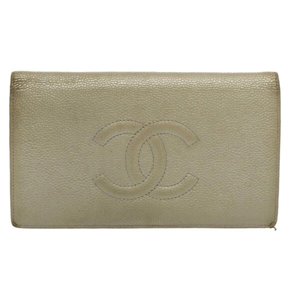 CHANEL Wallet Caviar Skin Silver CC Auth bs9534 - Picture 12 of 15